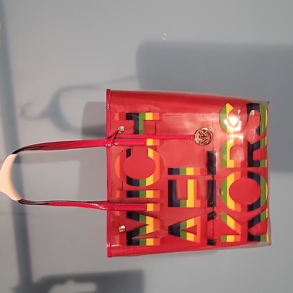 Michael Kors Large Graphic Logo Print PVC Tote Bag w/ custom insert - Picture 9 of 12